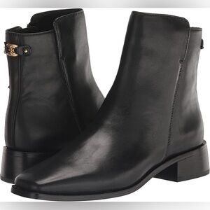 Sam Edelman Thatcher Black Leather Block Heel Ankle Boots